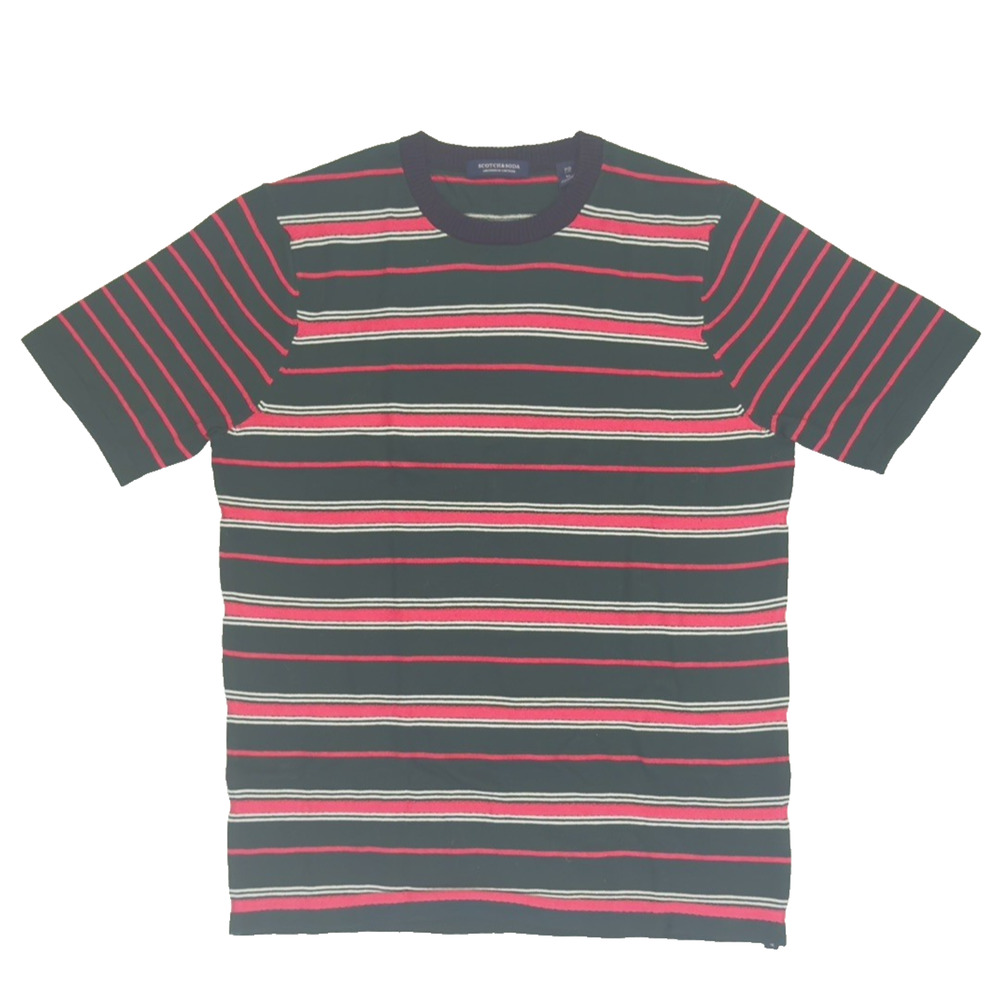 Scotch & Soda Men’s Wool Striped Short Sleeve Sweater in Size XL